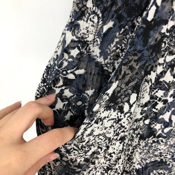 Free People blue printed Love Birds  mini dress / long tunic bohemian w/pockets - Picture 13 of 16